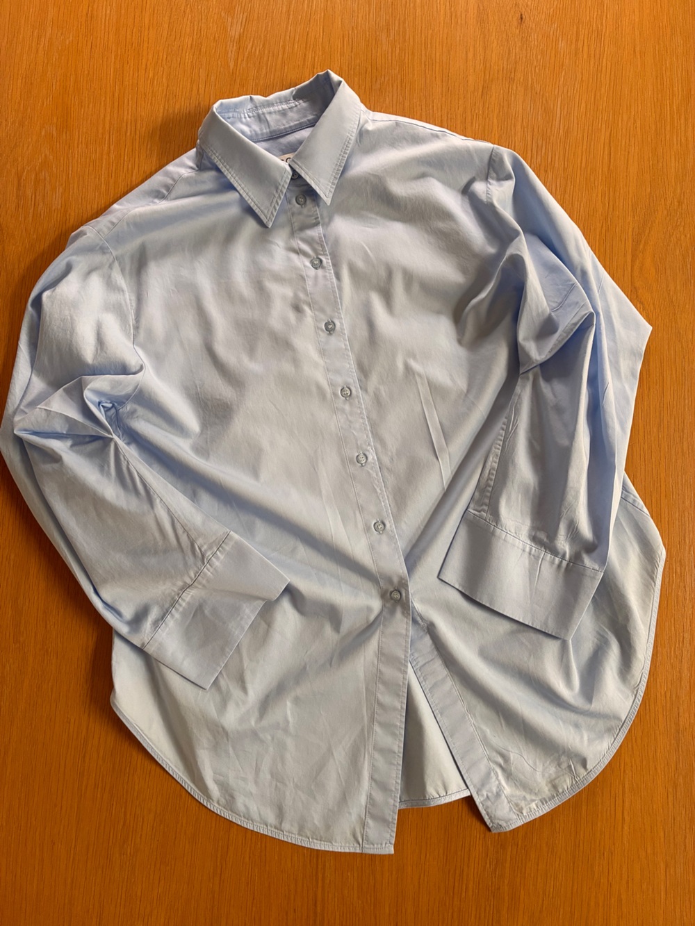 COS-Oversized Tailored Shirt-Button Down-Deep Cuffs-Elbow Darts-Blue-Classic-6